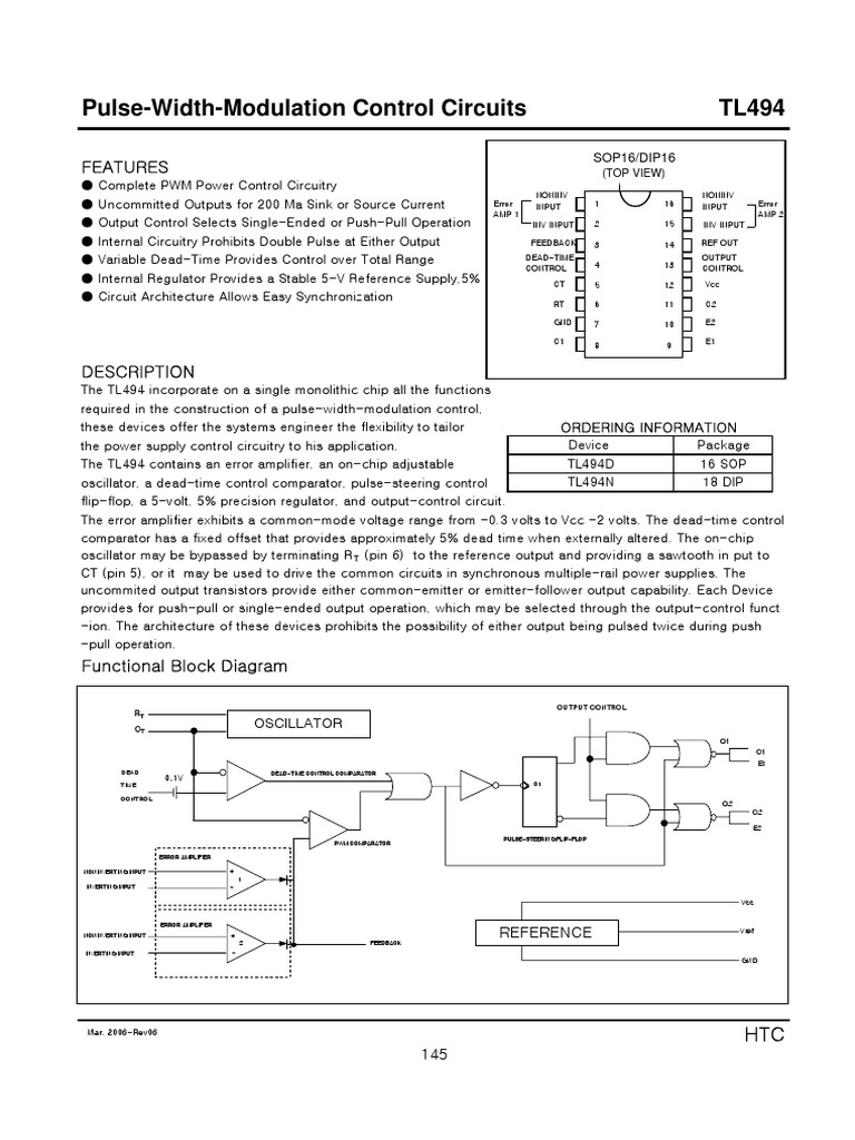 Circuit De Contrôle TL494 - Modulation De Largeur D'impulsion (PWM), Neuf