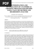 Determination and Optimization of Cylindrical Grinding Process Parameters Using Taguchi Method and Regression Analysis