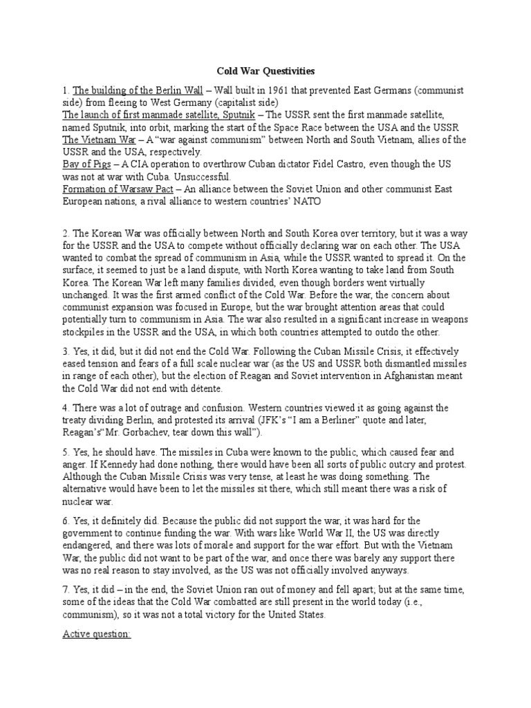 Cold War Causes and Key Events | PDF | Cold War | Soviet Union–United ...