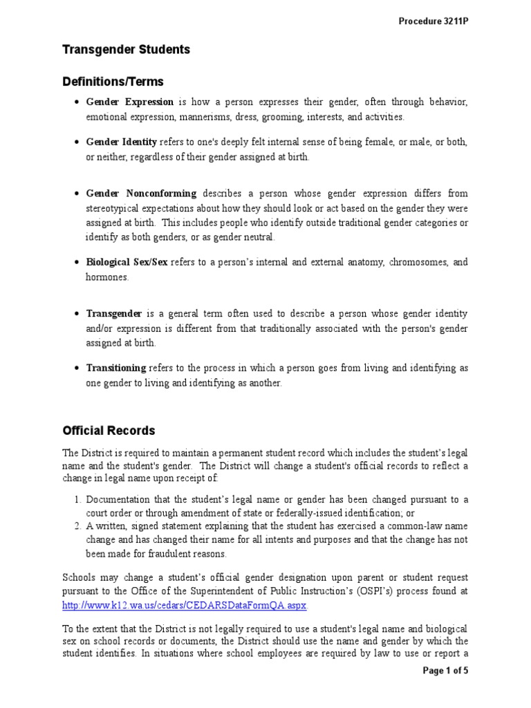 Guidelines for Supporting Transgender Students | PDF | Transgender ...