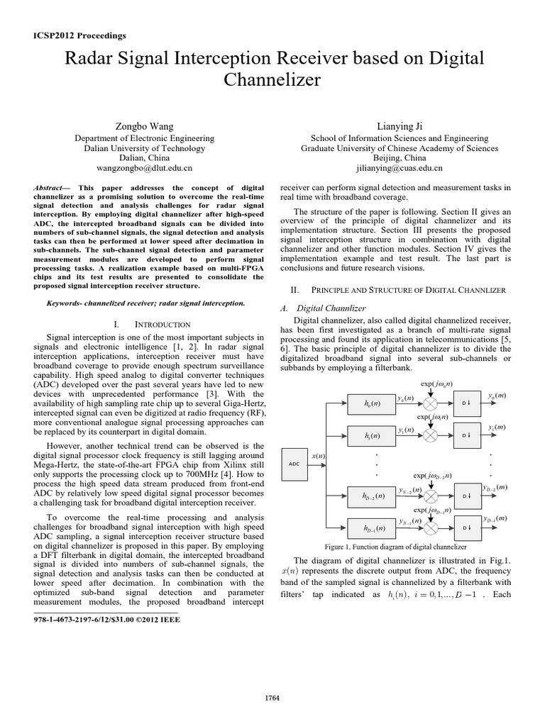 Radar Signal Interception Receiver Based On Digital Channelizer | PDF ...