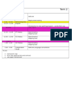 Plans Week 2 Term 2