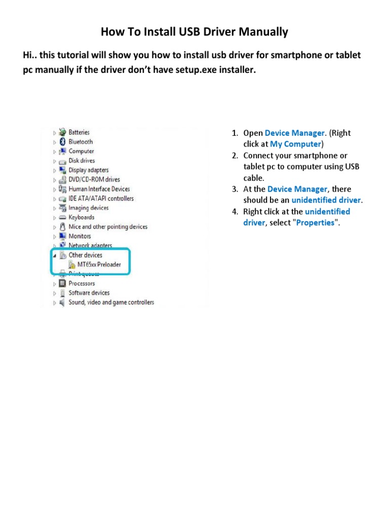 Manual USB Driver Installation Guide | PDF