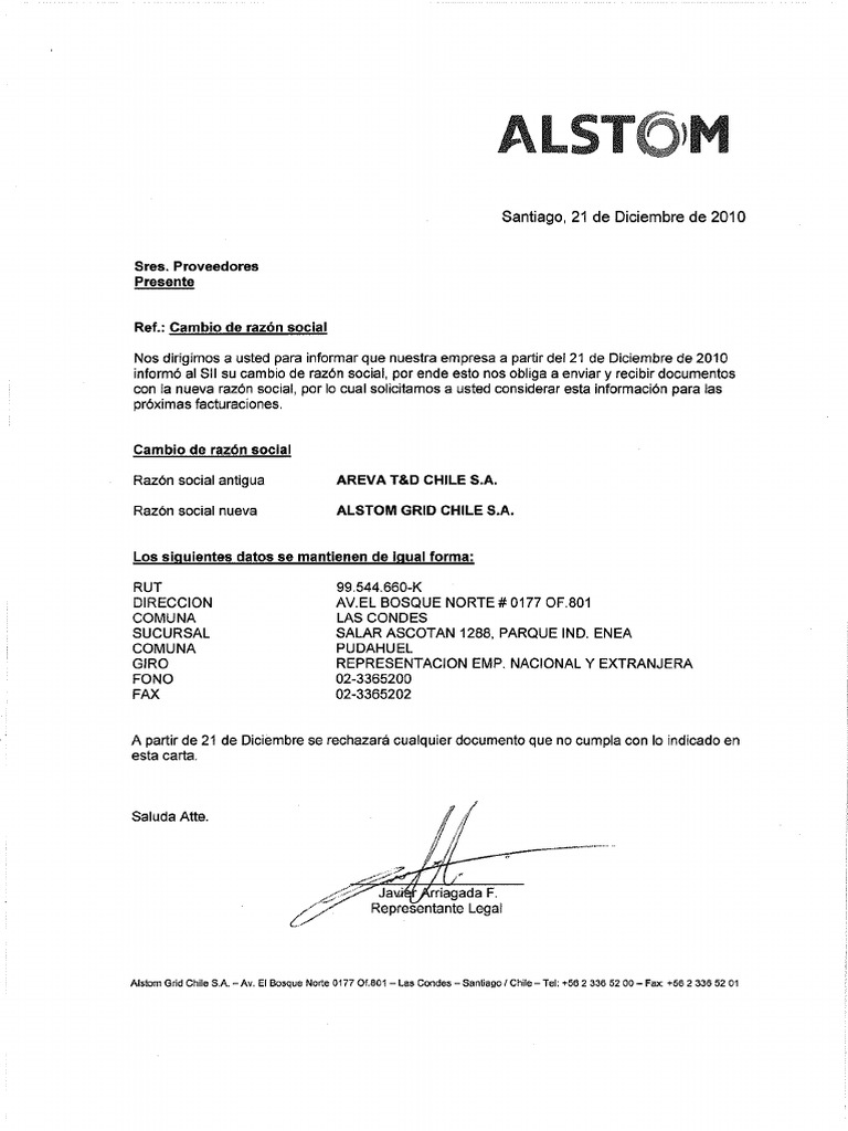Carta Proveedores