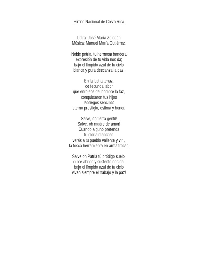 Himnos y Canciones de Costa Rica | PDF | Naturaleza