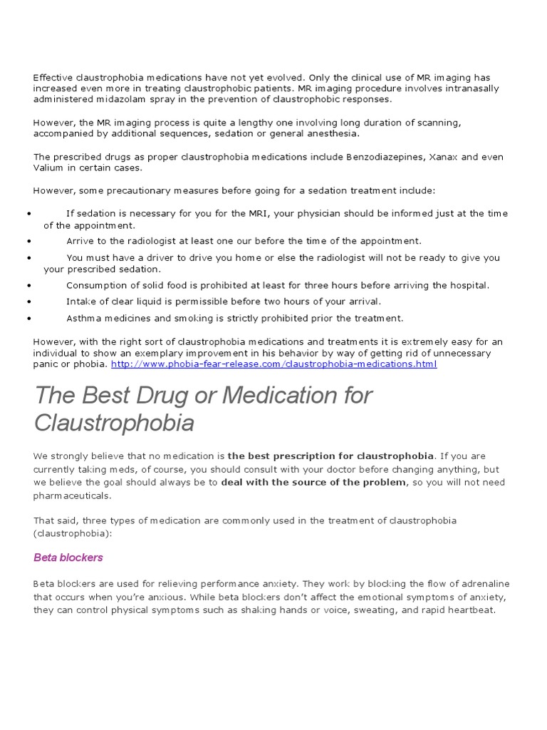 Xanax effectiveness for claustrophobia tests