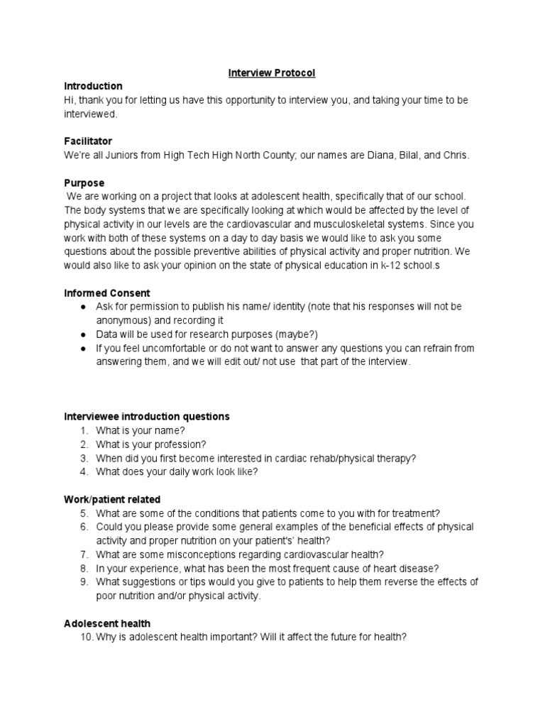 Interview Protocol | PDF | Career & Growth