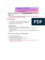 Semester Fall 2009 Principles of Management (MGT503) : Assignment No. 1