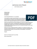 1651 Sample Business Letter of Request for Information