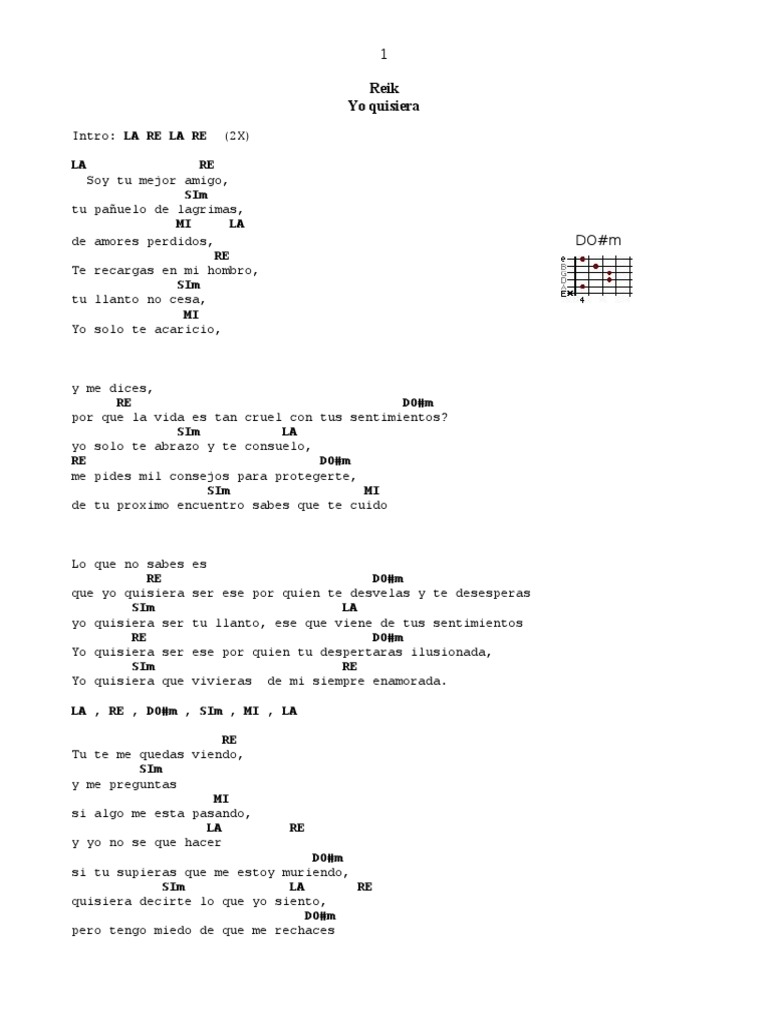 Acordes y letras de canciones de Reik | PDF