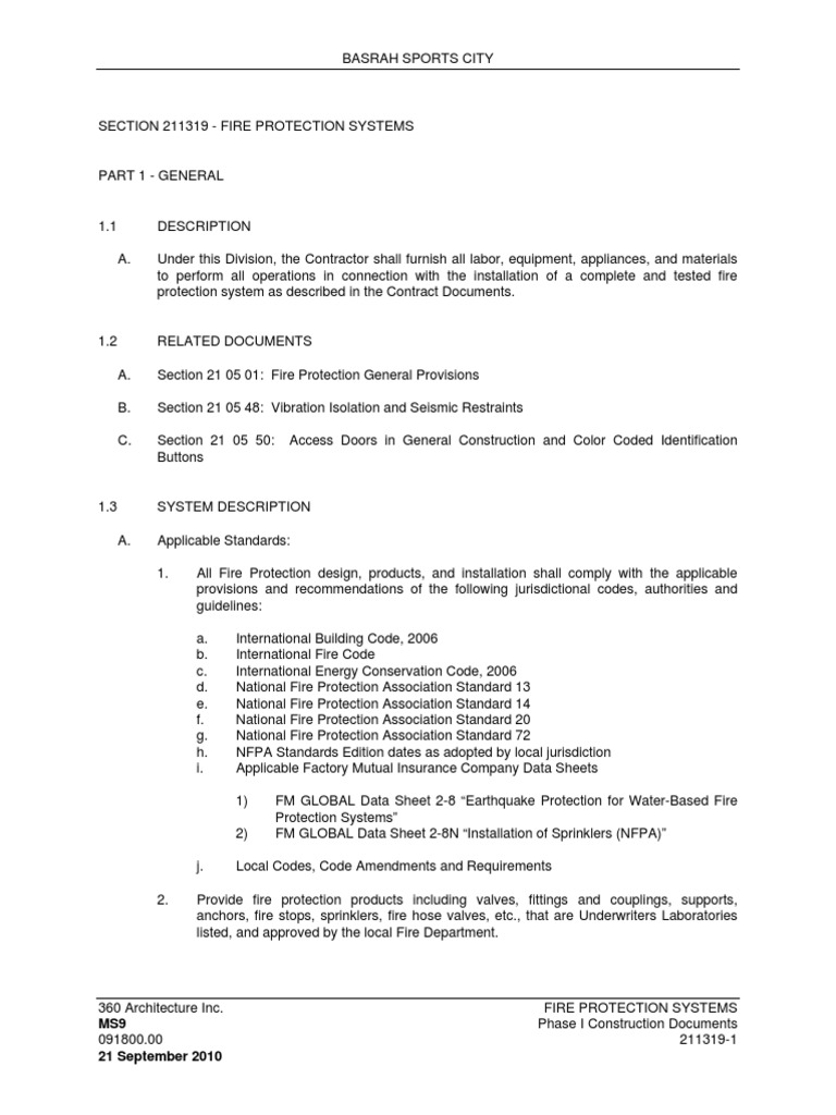NFPA 13 Fire Protection Guidelines | PDF | Fire Sprinkler System | Pipe ...