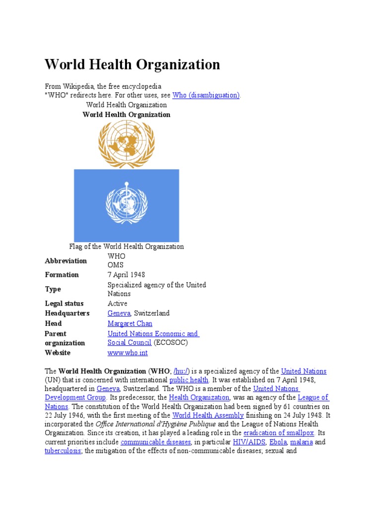 world health organization assignment pdf