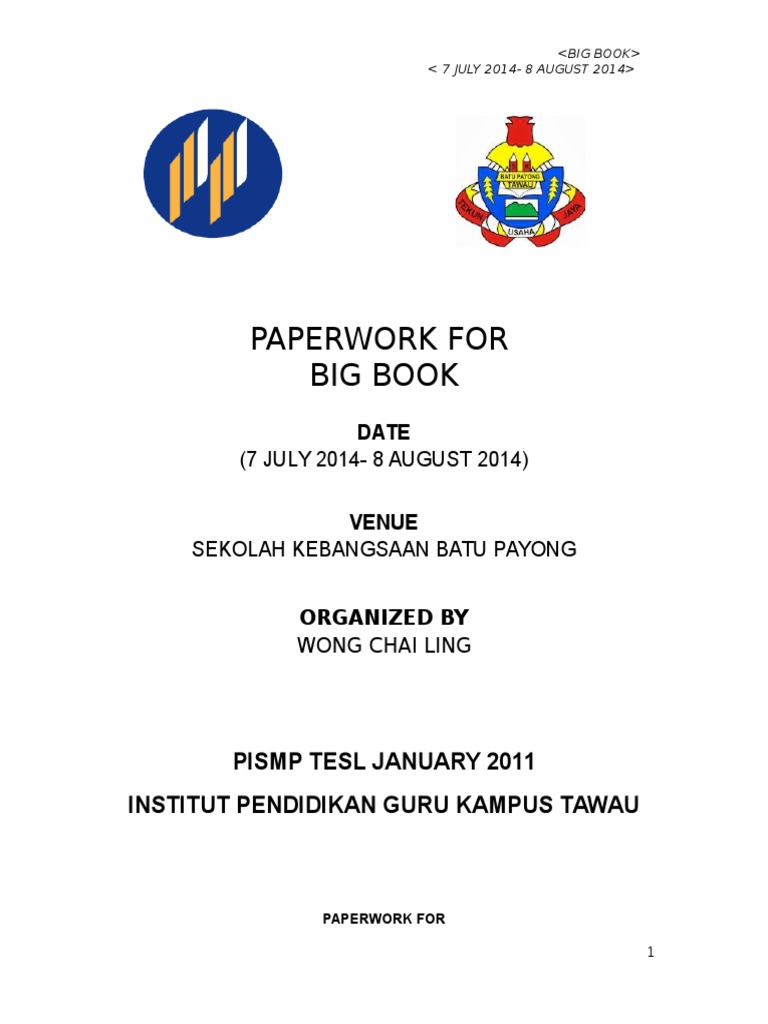 Big Book Project Materials Overview | PDF