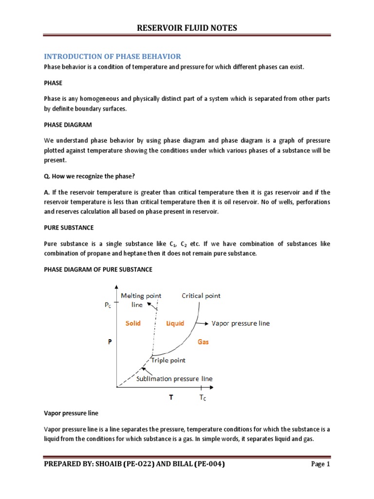 Reservoir Fluid PDF Phase (Matter) Phase Diagram