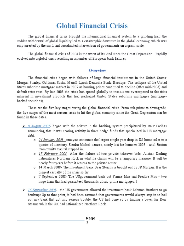 Global Financial Crisis (Edited) | PDF | Interest Rates | Risk