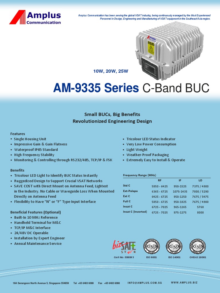 Amplus AM-9335 C-Band BUC Overview | PDF | Very Small Aperture Terminal ...
