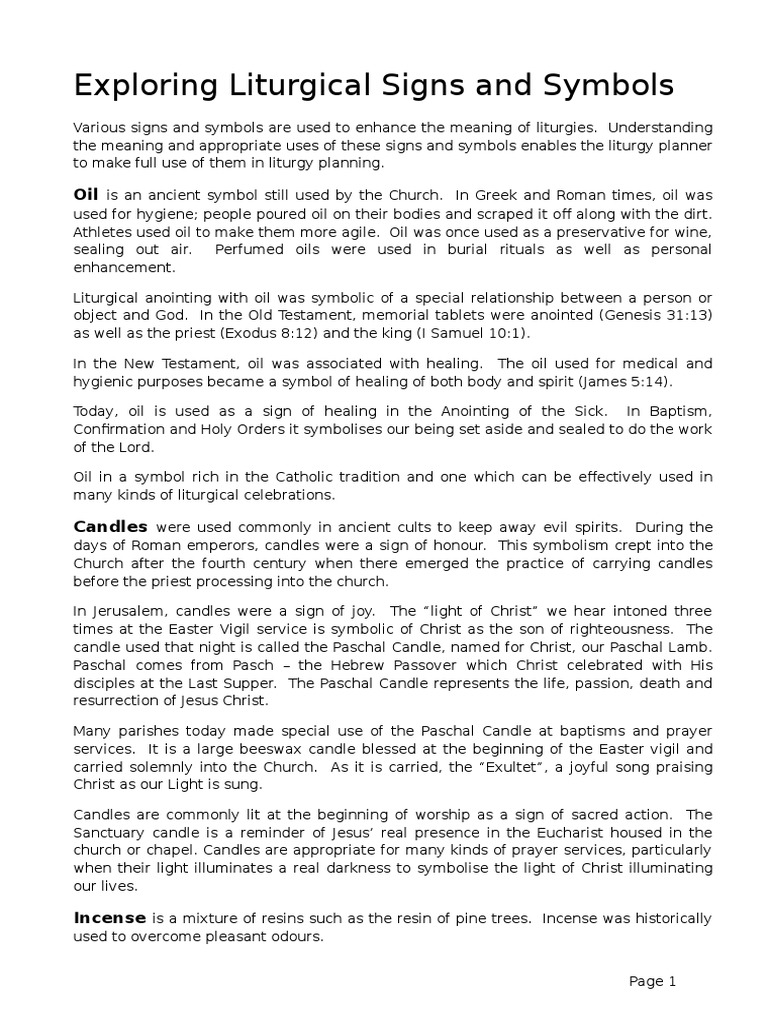 Liturgical Signs and Symbols PDF Easter Eucharist