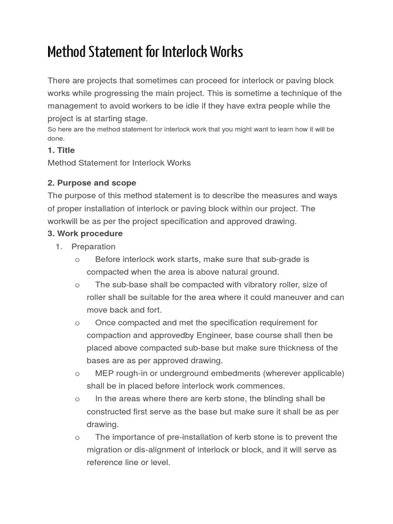 Method Statement for Interlock Works Personal Protective Equipment