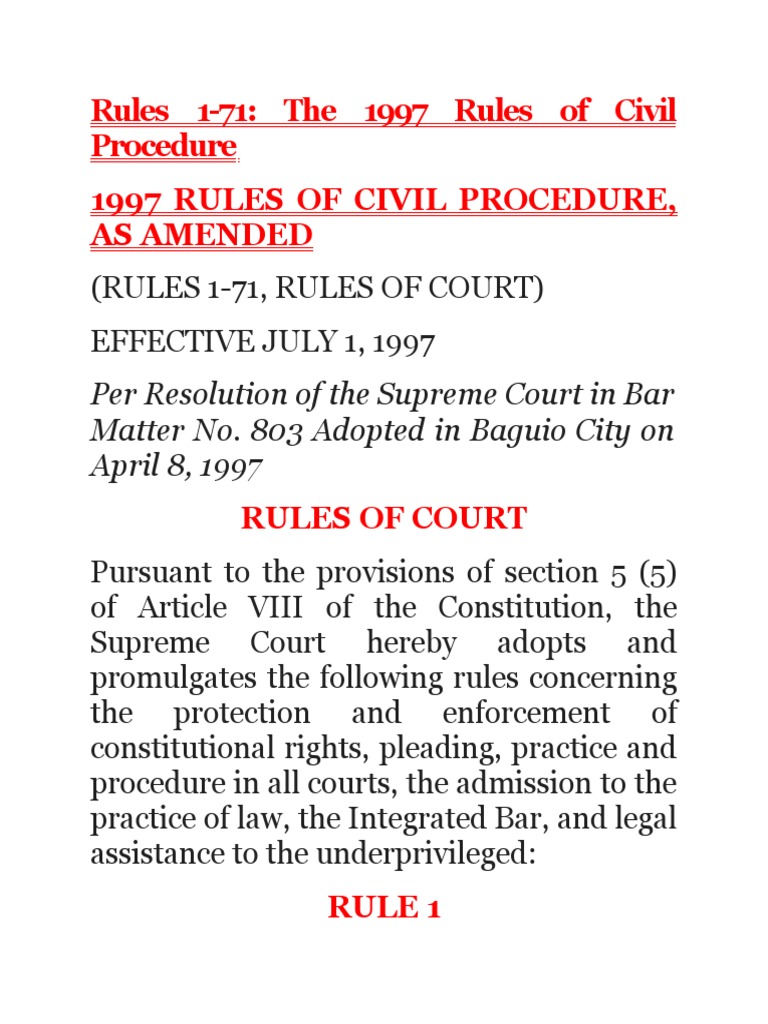 Rules 1-71 | PDF | Pleading | Lawsuit