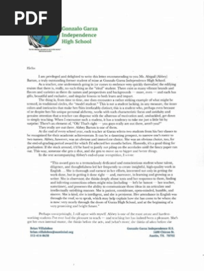 letter of reference