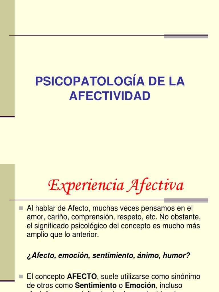 08 Trastornos de La Afectividad PDF | PDF | Sensación | Las emociones