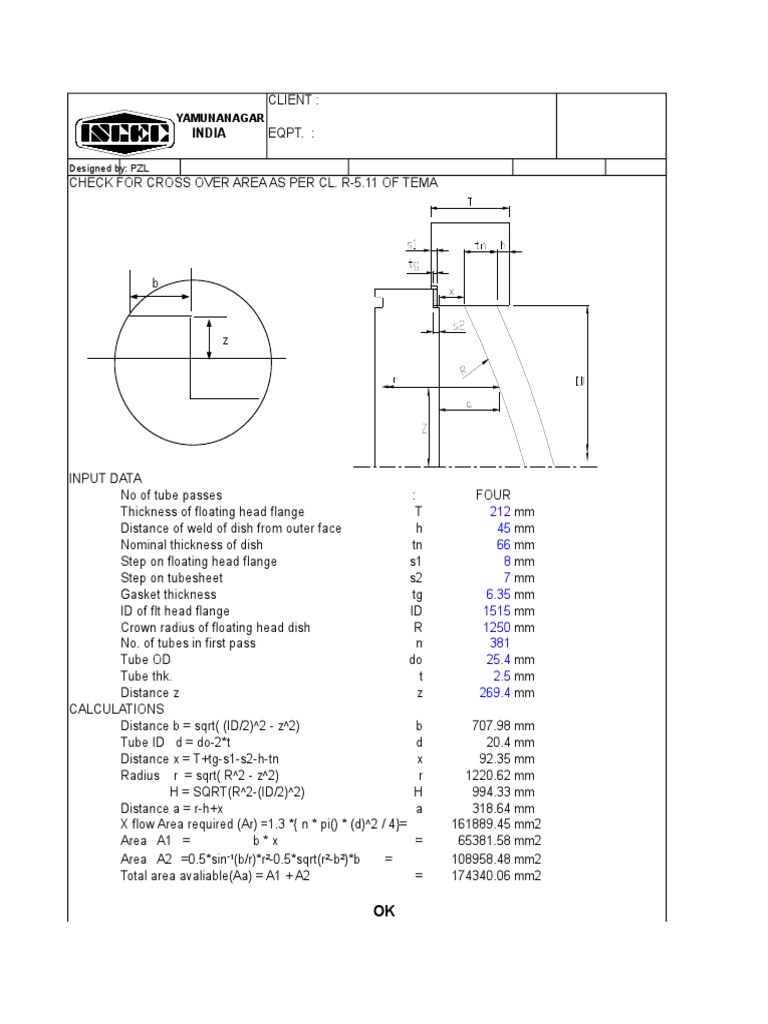 Crossover Area Calc For Floating Head | PDF | Teaching Methods & Materials