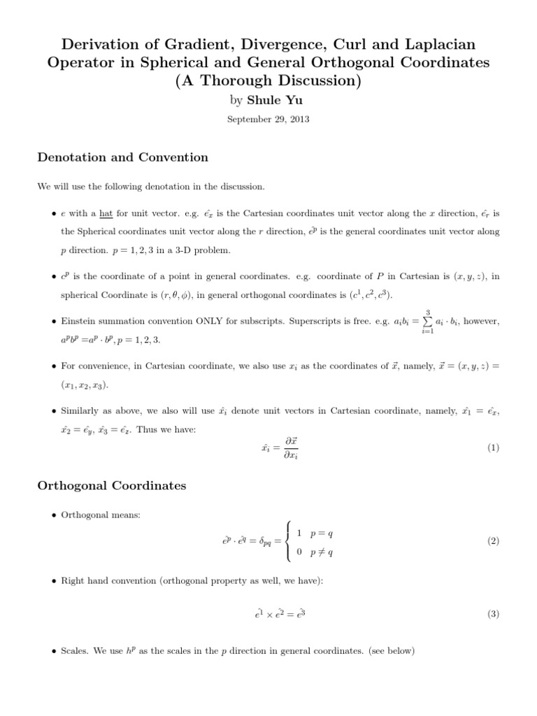 Derivation of Gradient Divergence Curl in Spherical Coordinates PDF