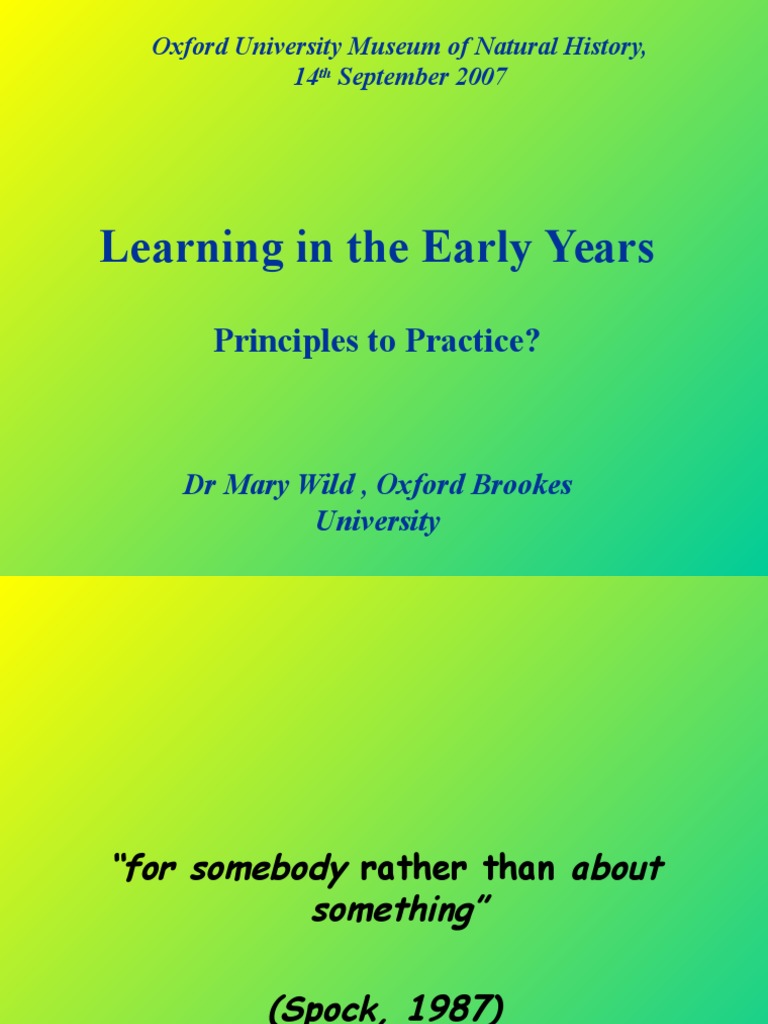 Learning in The Early Years: Principles To Practice? | PDF ...