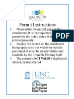 UNC Parking Permit 2014