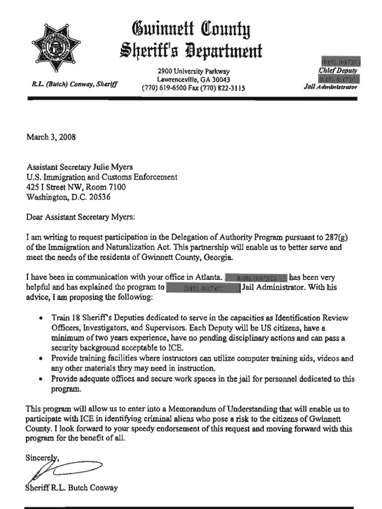 Gwinnett County, Georgia - 287(g) FOIA Documents | U.S. Immigration And ...