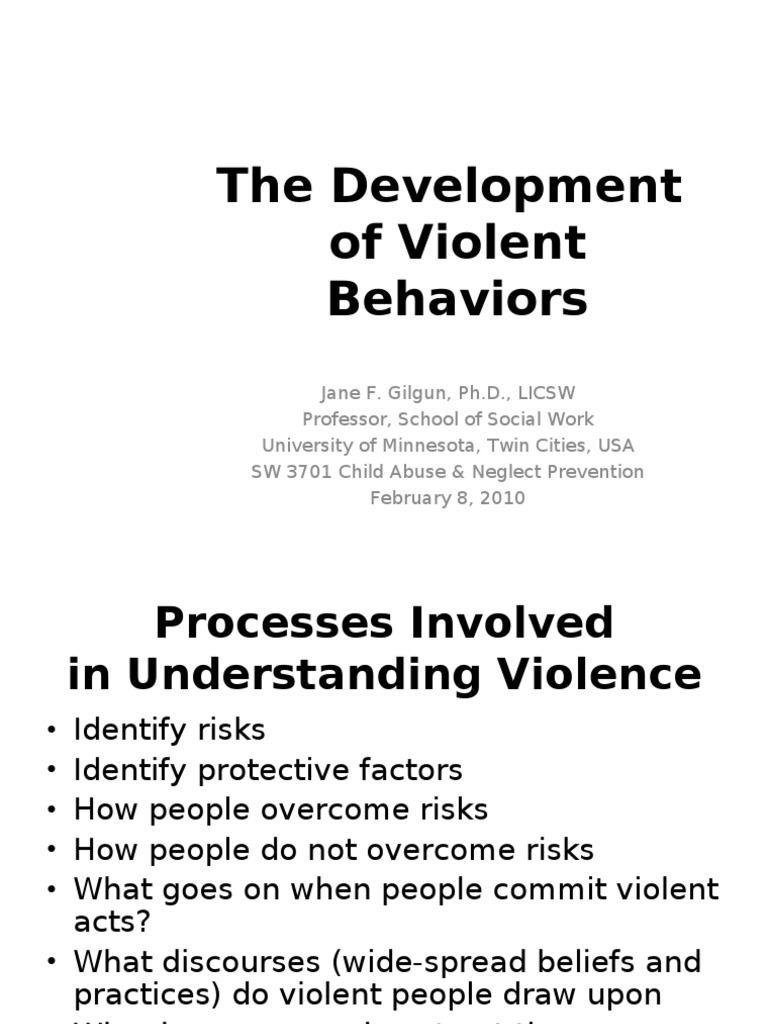 The Development of Violent Behaviors; Class 3 Violence Child Abuse