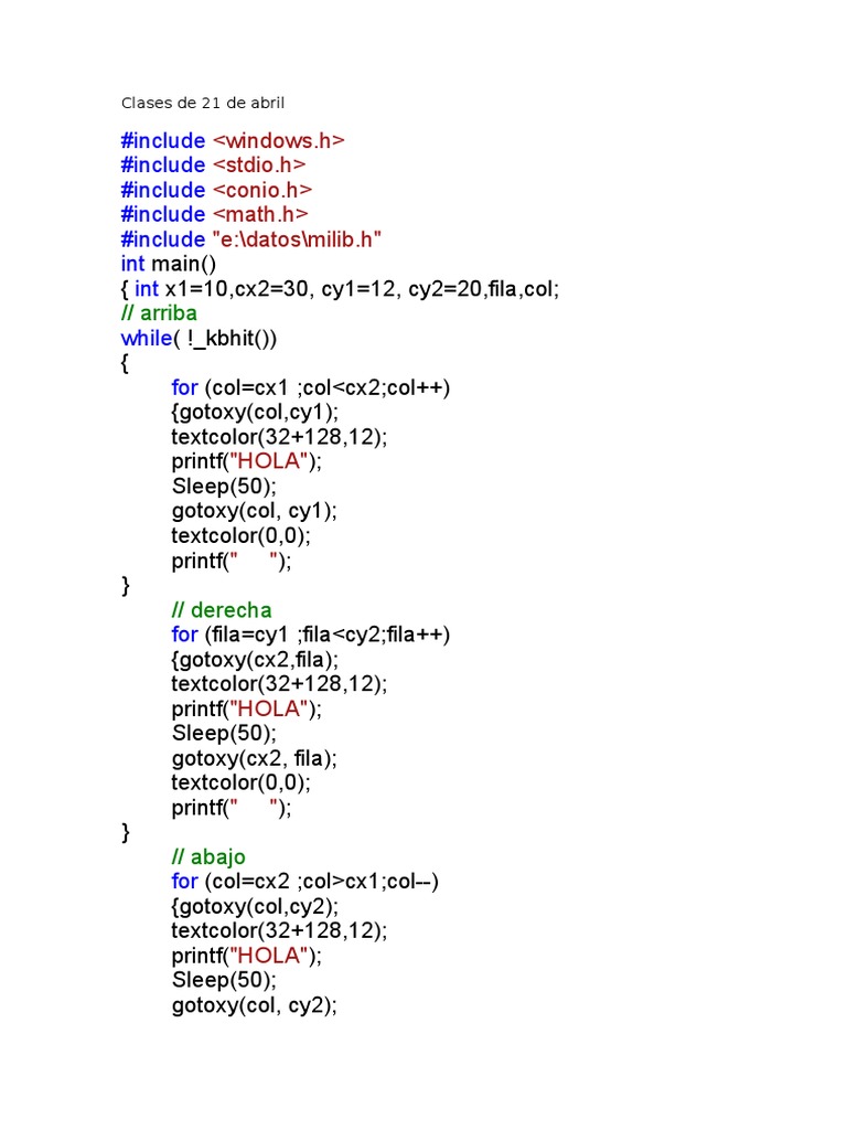 Código C++ para Animación en Consola | PDF