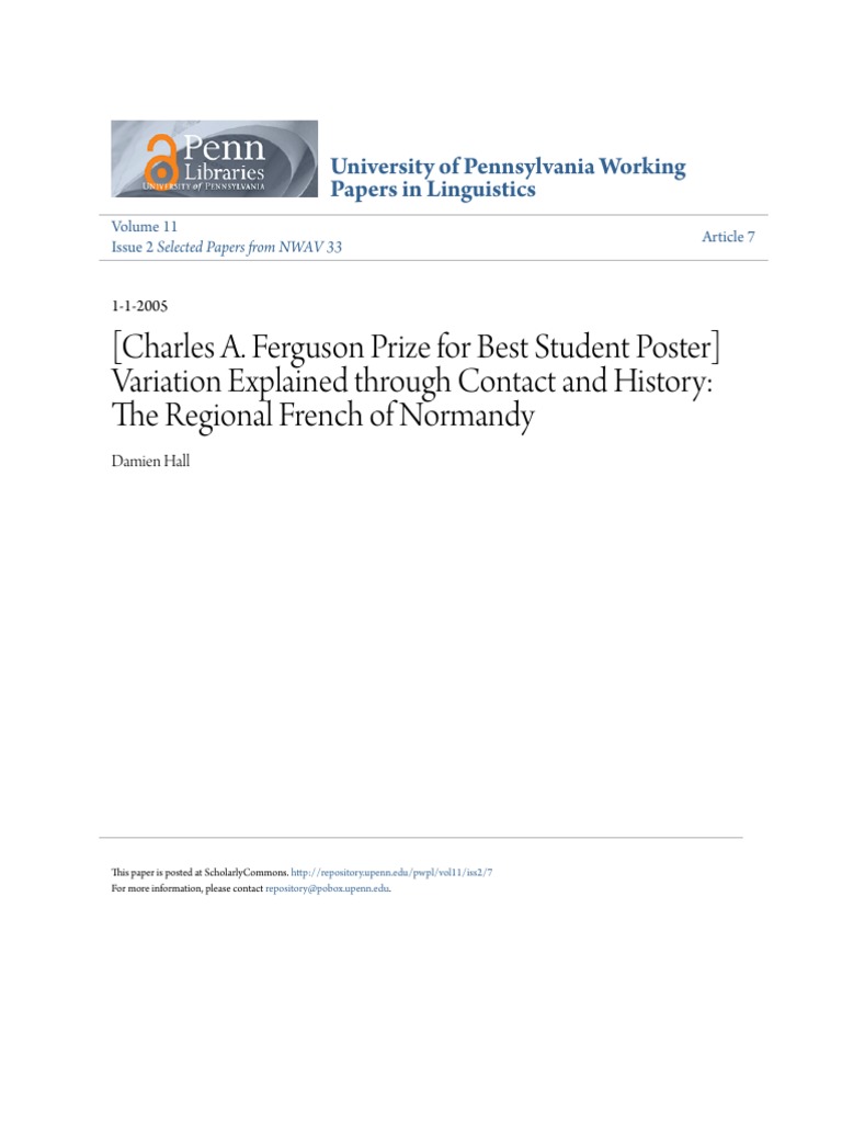 Regional French of Normandy Study | PDF | Languages Of Europe | Linguistics