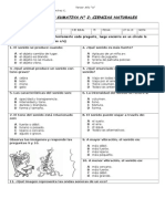 Evaluación sumativa de Ciencias Naturales sobre sonidos