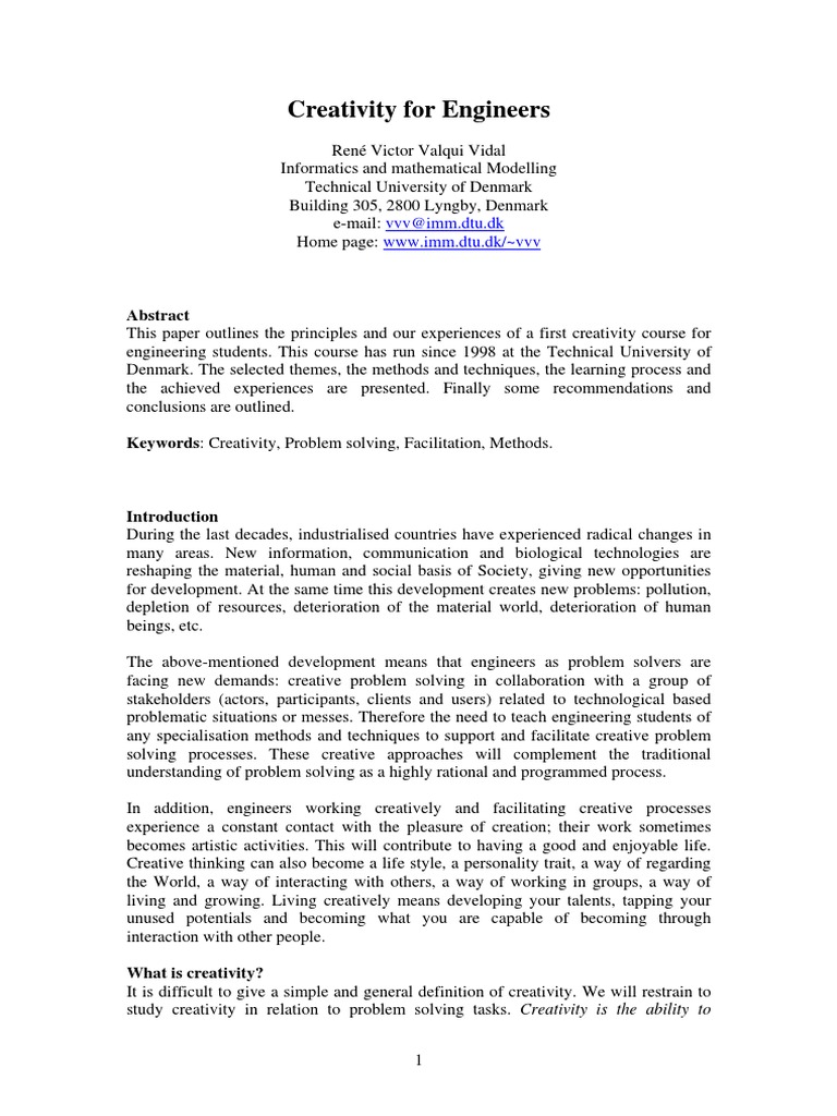 Enhancing Creativity in Engineering Education | PDF | Creativity | Design