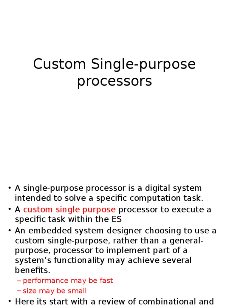 Custom SinglePurpose Processors PDF Digital Electronics Central