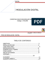 Tipos de Modulación Digital: Christian David Bohorquez Medina Código: 1701290