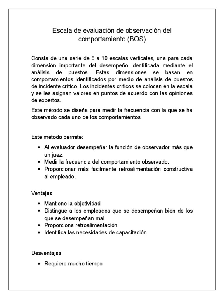 Escala de Evaluación de Observación Del Comportamiento | PDF