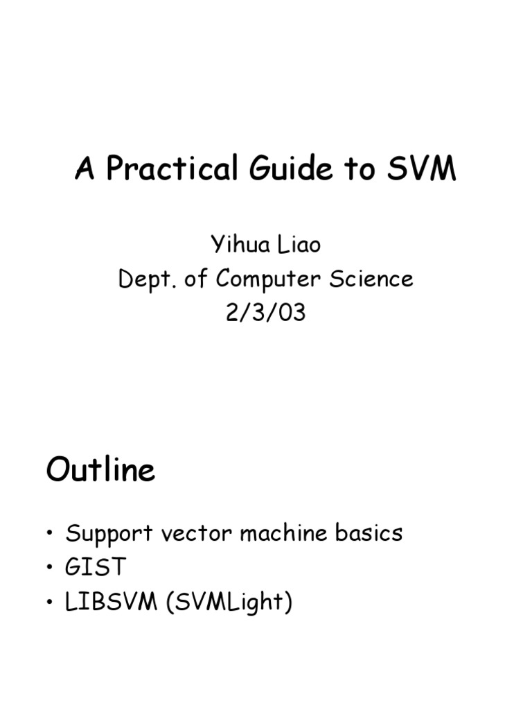 SVM Classification Guide by Yihua Liao | PDF