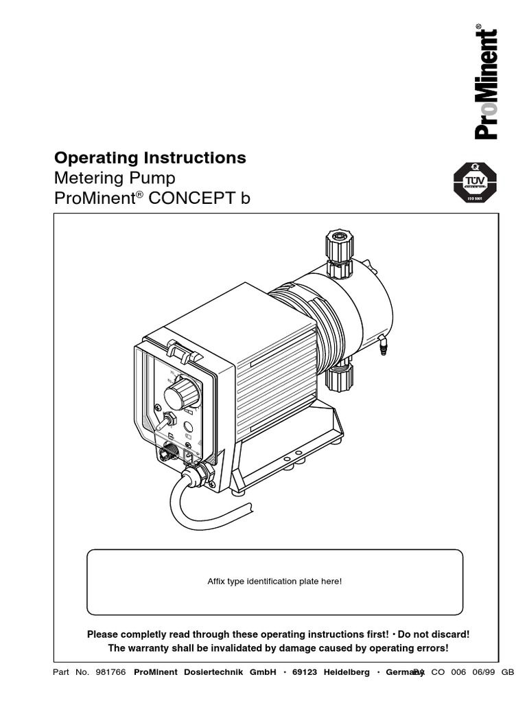 Dosing Pump (Prominent) PDF Electrical Connector Valve