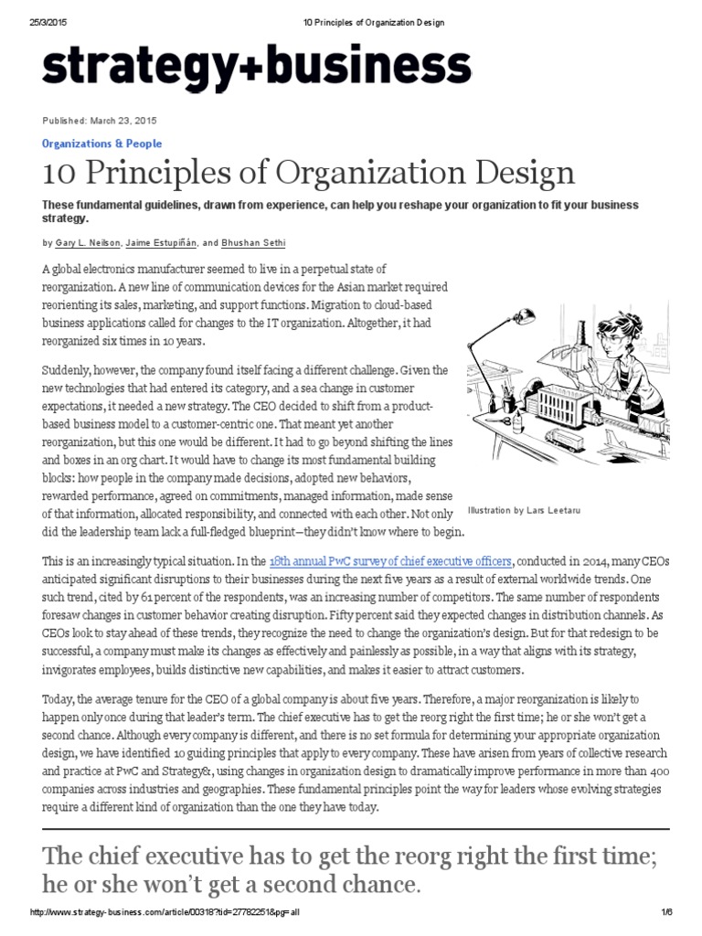 10 Principles of Organization Design Strategic Management Chief Executive Officer