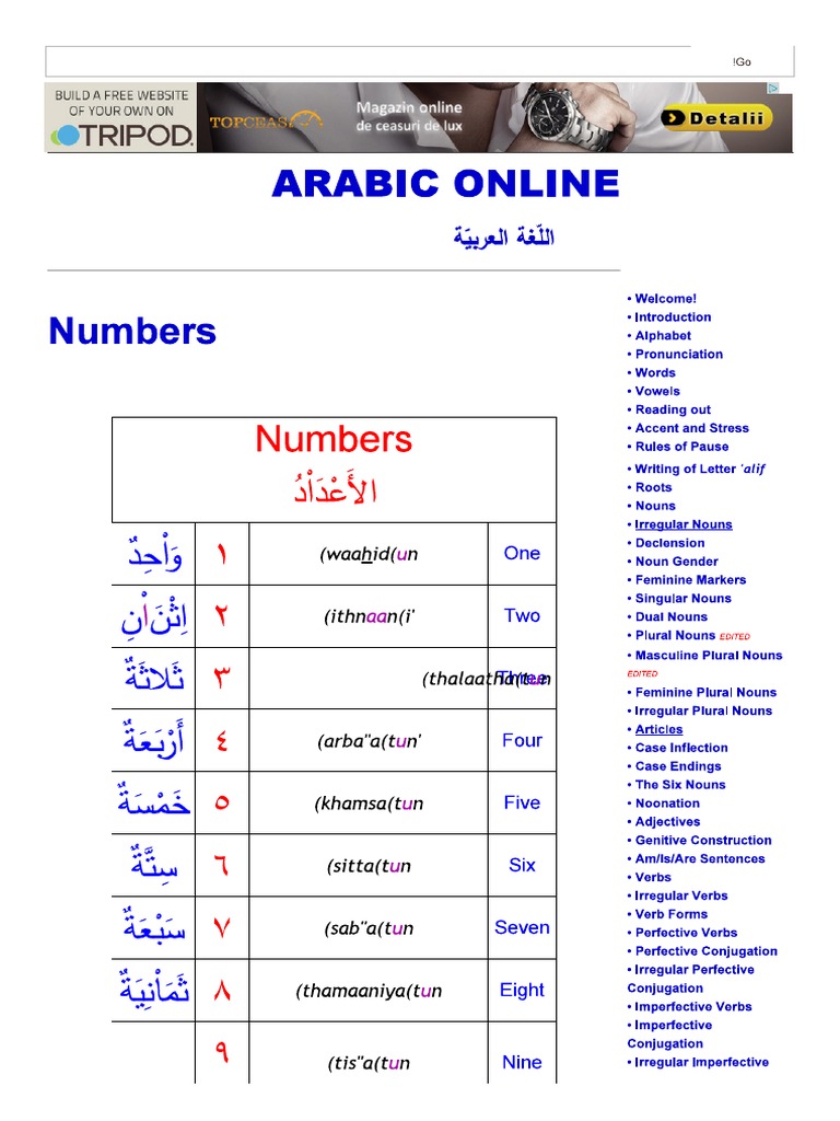 Arabic Online - Numbers | PDF