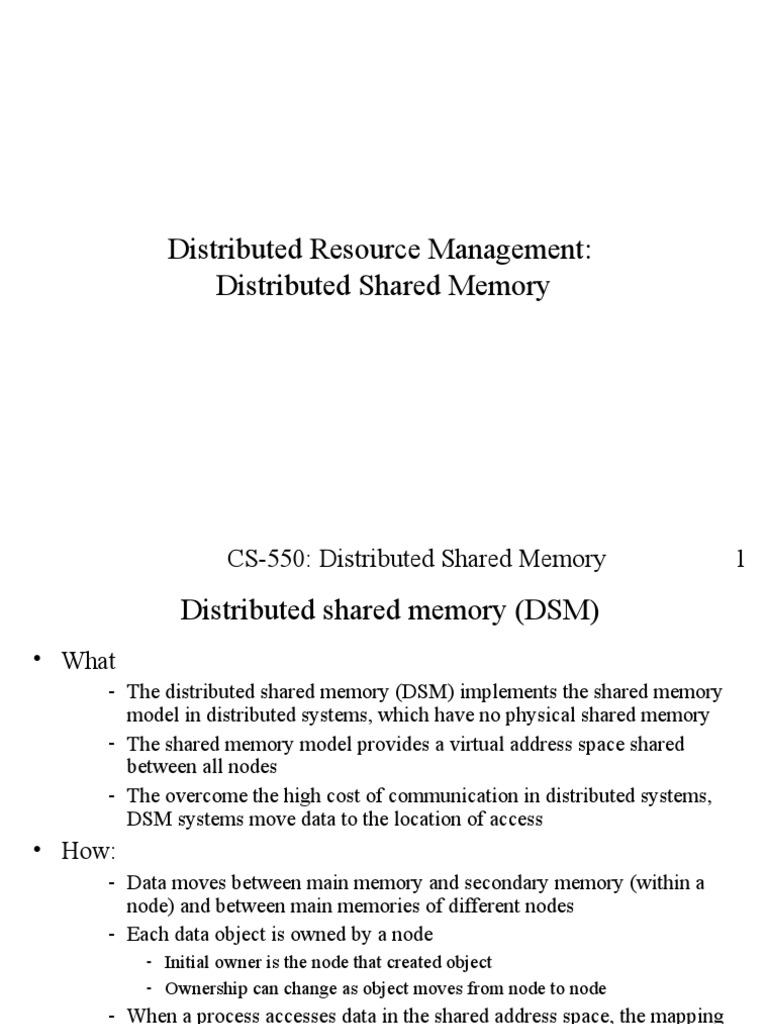 Distributed Resource Management Distributed Shared Memory Pdf