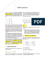 Pauli Matrices: 1 Algebraic Properties