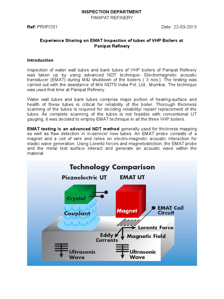 EMAT Inspection of VHP Boiler Tubes | PDF | Ultrasound | Applied And ...