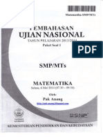 Pembahasan Soal UN Matematika SMP 2014 Paket 1