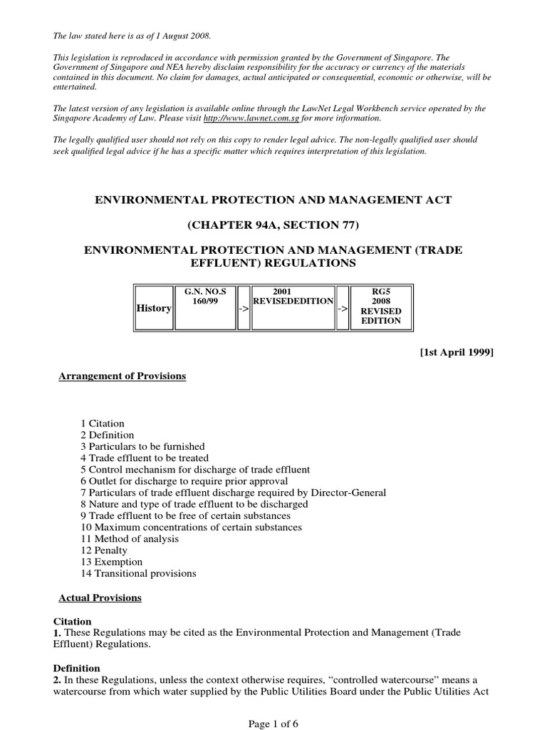 Trade Effluent Regulations Overview | PDF | License | Chlorine