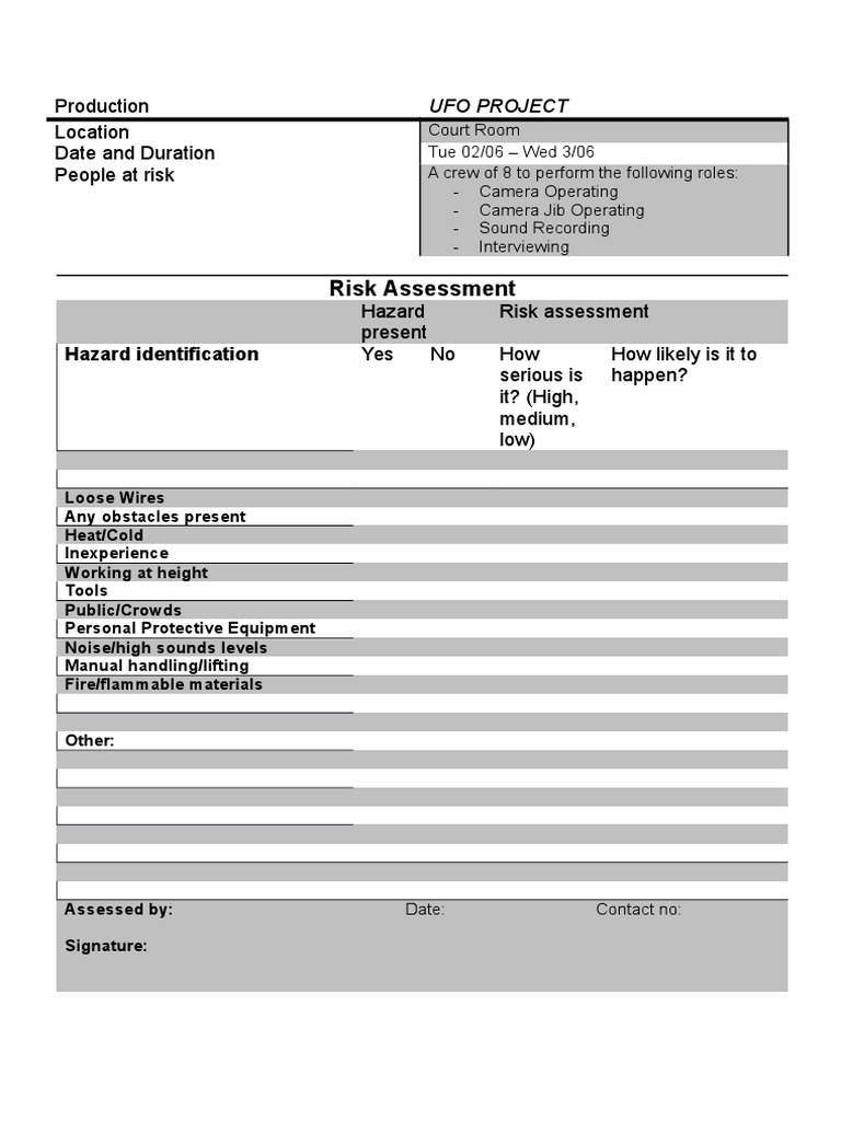 UFO Project Courtroom Risk Assessment | PDF