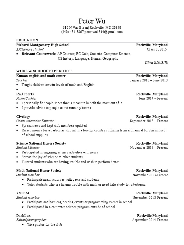 Rockville Education and Work Experience | PDF