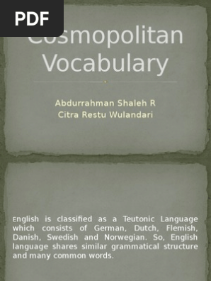 A History Of The English Language Task I Cosmopolitan Vocabulary Pdf